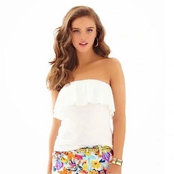 Lilly Pulitzer White Strapless Ruffle Top - Picture 5 of 6